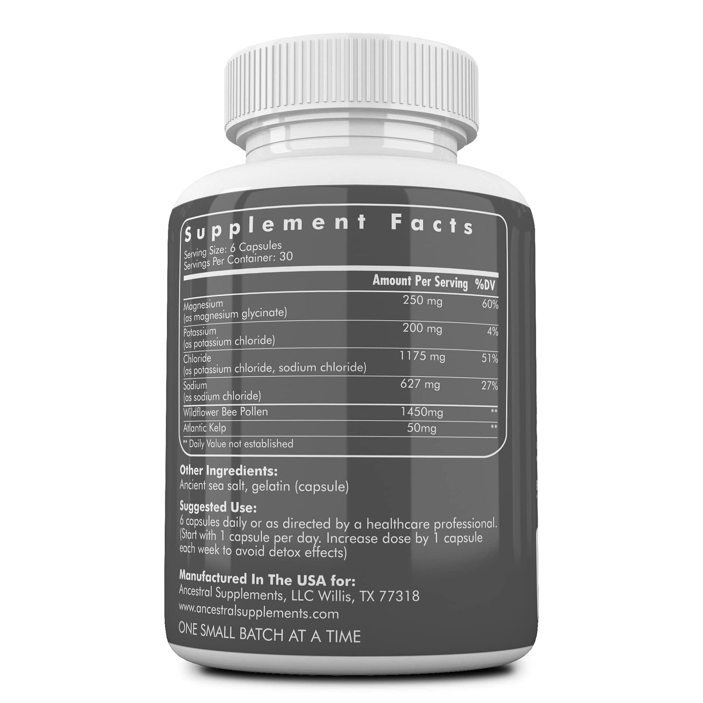 Ancestral Supplements Minerals & Electrolytes with Magnesium, Potassium, Sodium - Hydration, Immunity, Athletic Performance | 180 Capsules