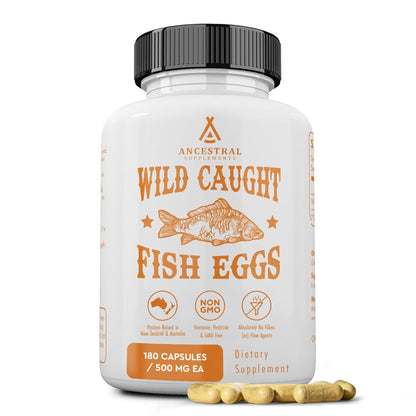 Ancestral Supplements Wild Caught Fish Eggs – 2400mg Omega-3, 180 Capsules
