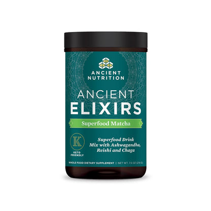 Ancient Elixirs Matcha with Ashwagandha — Superfood Matcha Energy Powder by Ancient Nutrition (20 Servings)