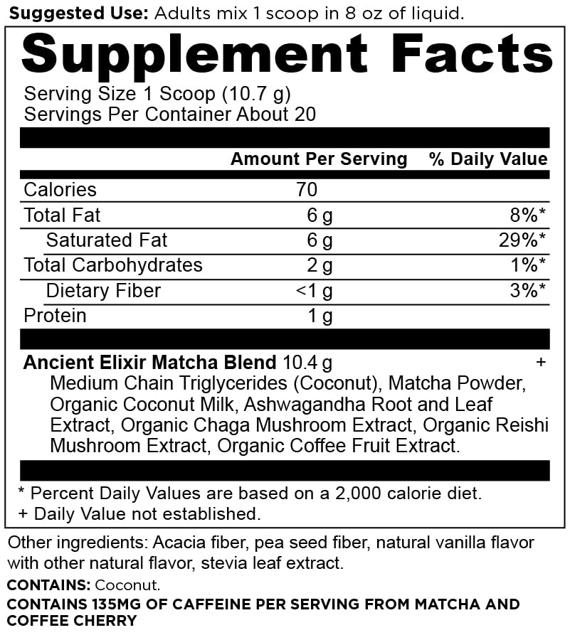 Ancient Elixirs Matcha with Ashwagandha — Superfood Matcha Energy Powder by Ancient Nutrition (20 Servings)