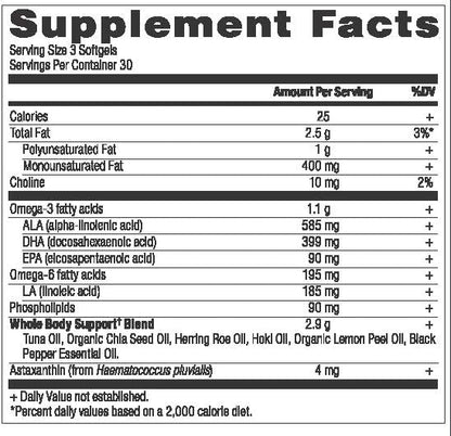 Ancient Omegas Whole Body by Ancient Nutrition – Wild-Caught Fish Oil, ALA/DHA/EPA/ETA, 90 Capsules
