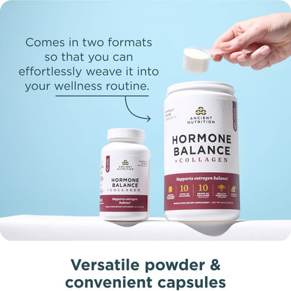 Ancient Nutrition Hormone Balance + Collagen Powder, Vanilla, 25 Servings | Hydrolyzed Collagen Peptides