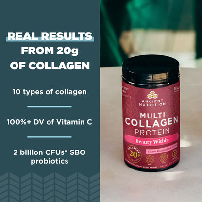 Ancient Nutrition Beauty Within Collagen Powder – Multi-Collagen with Guava Passionfruit, Vitamin C, 18.3 oz