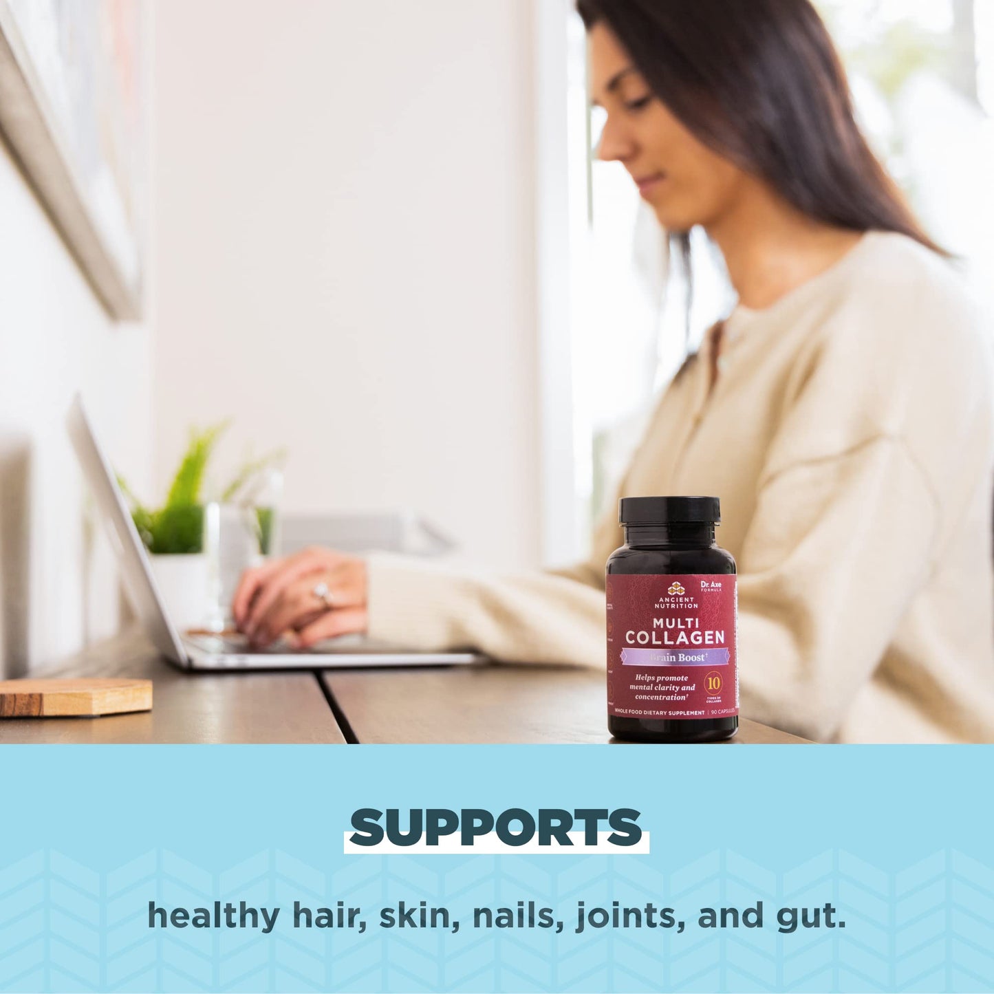 Ancient Nutrition Collagen Brain Boost Capsules – Joint Comfort, Skin & Nails, 90 Count