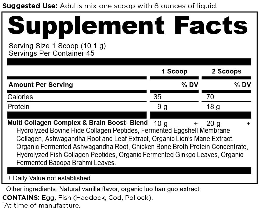 Ancient Nutrition Multi Collagen Protein – Brain Boost, 45 Servings