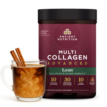 Ancient Nutrition Advanced Hydrolyzed Collagen Peptides Powder with Probiotics & Vitamin C, Cinnamon Flavor, 25 Servings