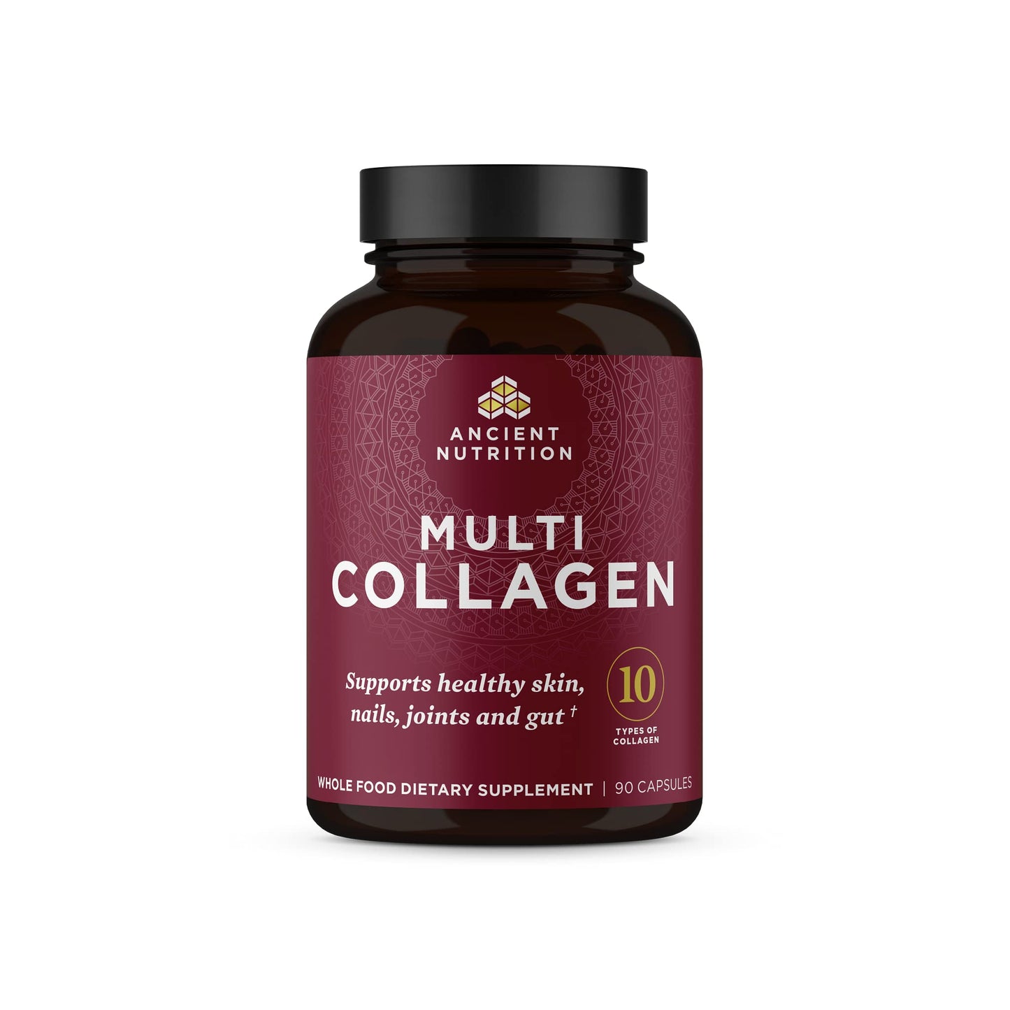 Ancient Nutrition Collagen Peptides Pills — Multi-Collagen (I, II, III, V, X) 90 Capsules