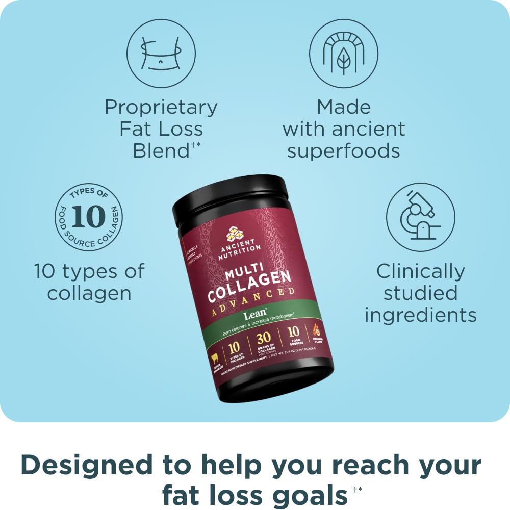 Ancient Nutrition Advanced Hydrolyzed Collagen Peptides Powder with Probiotics & Vitamin C, Cinnamon Flavor, 25 Servings