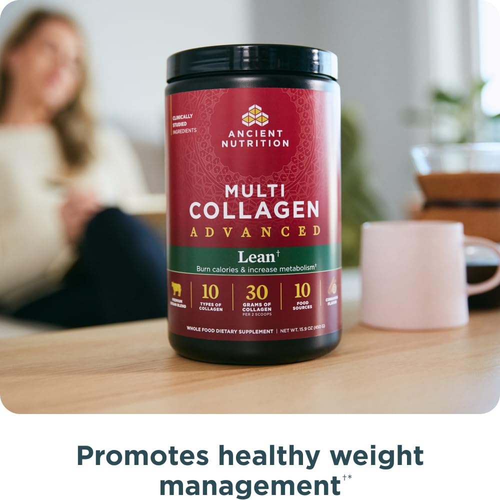 Ancient Nutrition Advanced Hydrolyzed Collagen Peptides Powder with Probiotics & Vitamin C, Cinnamon Flavor, 25 Servings