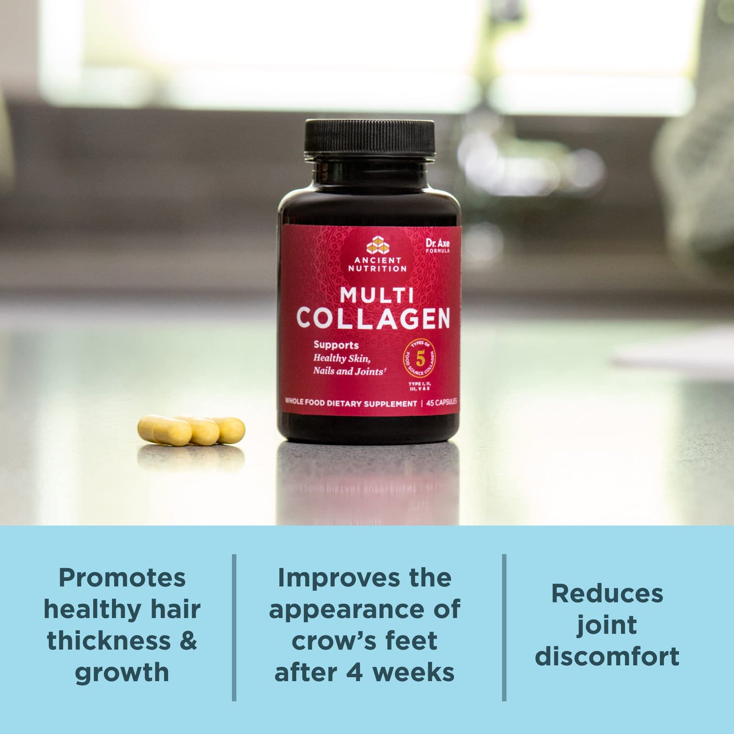 Ancient Nutrition Collagen Pills – Hydrolyzed Multi-Collagen, 45 Count