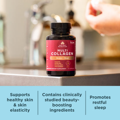 Ancient Nutrition Collagen Pills for Hair, Skin & Nails — Beauty + Sleep Formula (90 Count)