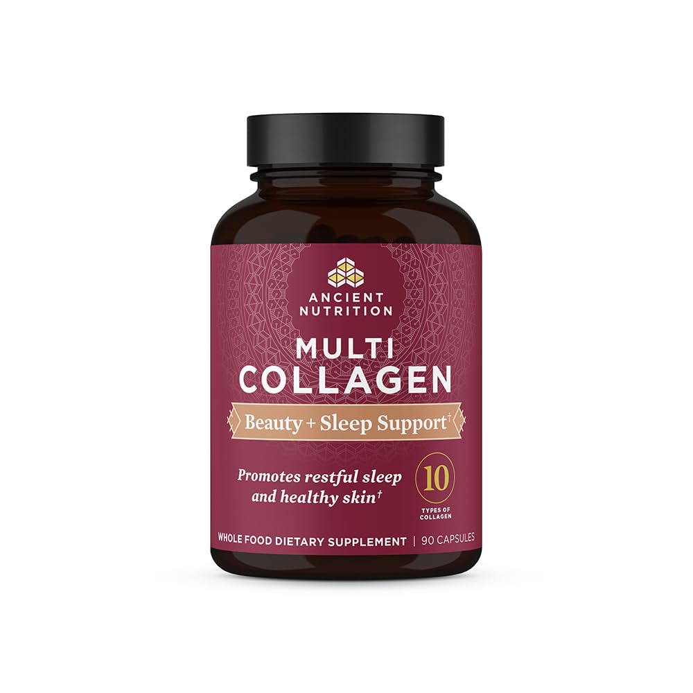 Ancient Nutrition Collagen Pills for Hair, Skin & Nails — Beauty + Sleep Formula (90 Count)