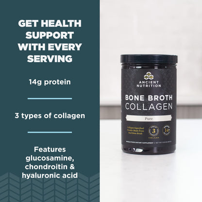 Ancient Nutrition Bone Broth Collagen Powder – Multi-Collagen Peptides, 30 Servings