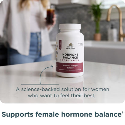 Ancient Nutrition Hormone Balance + Collagen — 60 Capsules | Ashwagandha, Maca & Chaste Tree