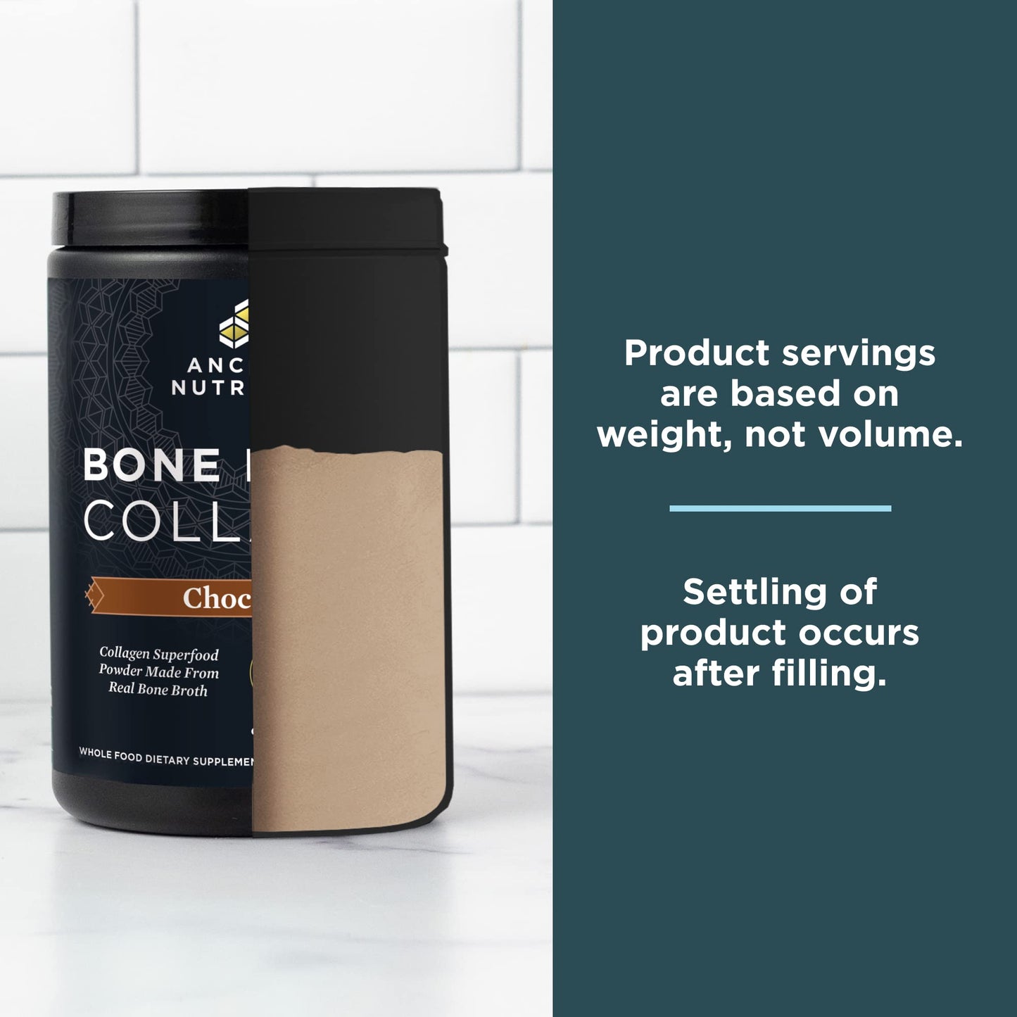 Ancient Nutrition Bone Broth Collagen Chocolate Powder – Hydrolyzed Multi-Collagen Peptides, 18.6oz, 30 Servings