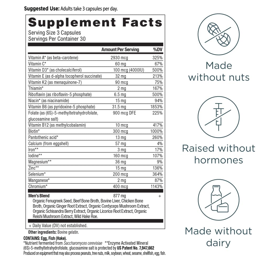 Ancient Nutrition Multivitamin for Men - 90 Count | Immune & Bone Support