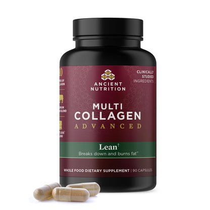 Ancient Nutrition Multi Collagen Advanced Lean with Probiotics (90 Count) – Weight & Fat Loss Support