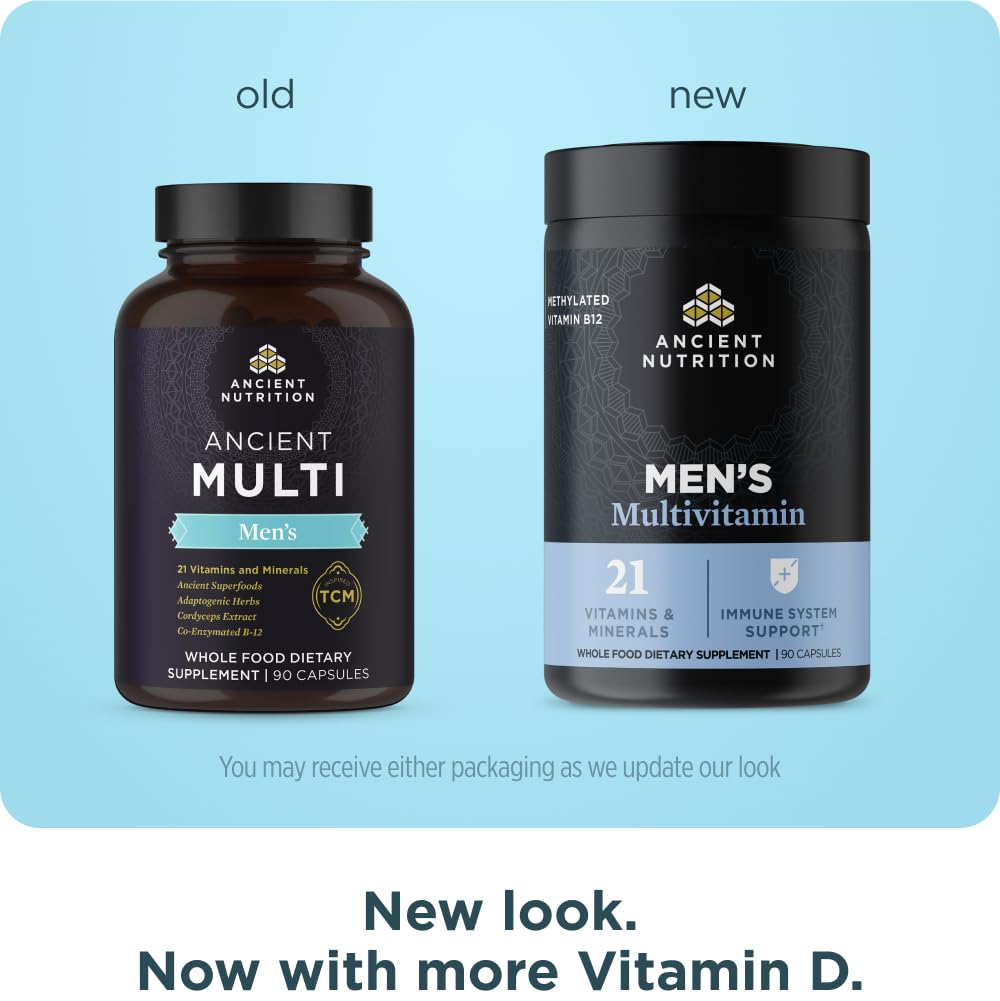Ancient Nutrition Multivitamin for Men - 90 Count | Immune & Bone Support
