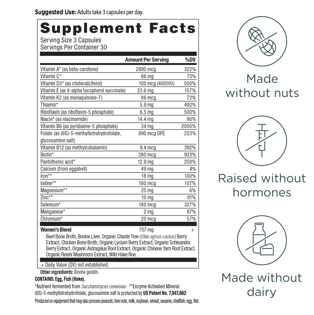 Ancient Nutrition Multivitamin for Women – Immune & Bone Health Support, 90 Count