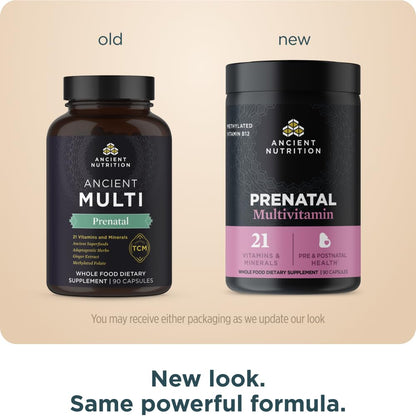 Ancient Nutrition Prenatal Vitamins – Multivitamin for Women with Folate, Iron, B12, Magnesium, Vitamin C – 90 Count