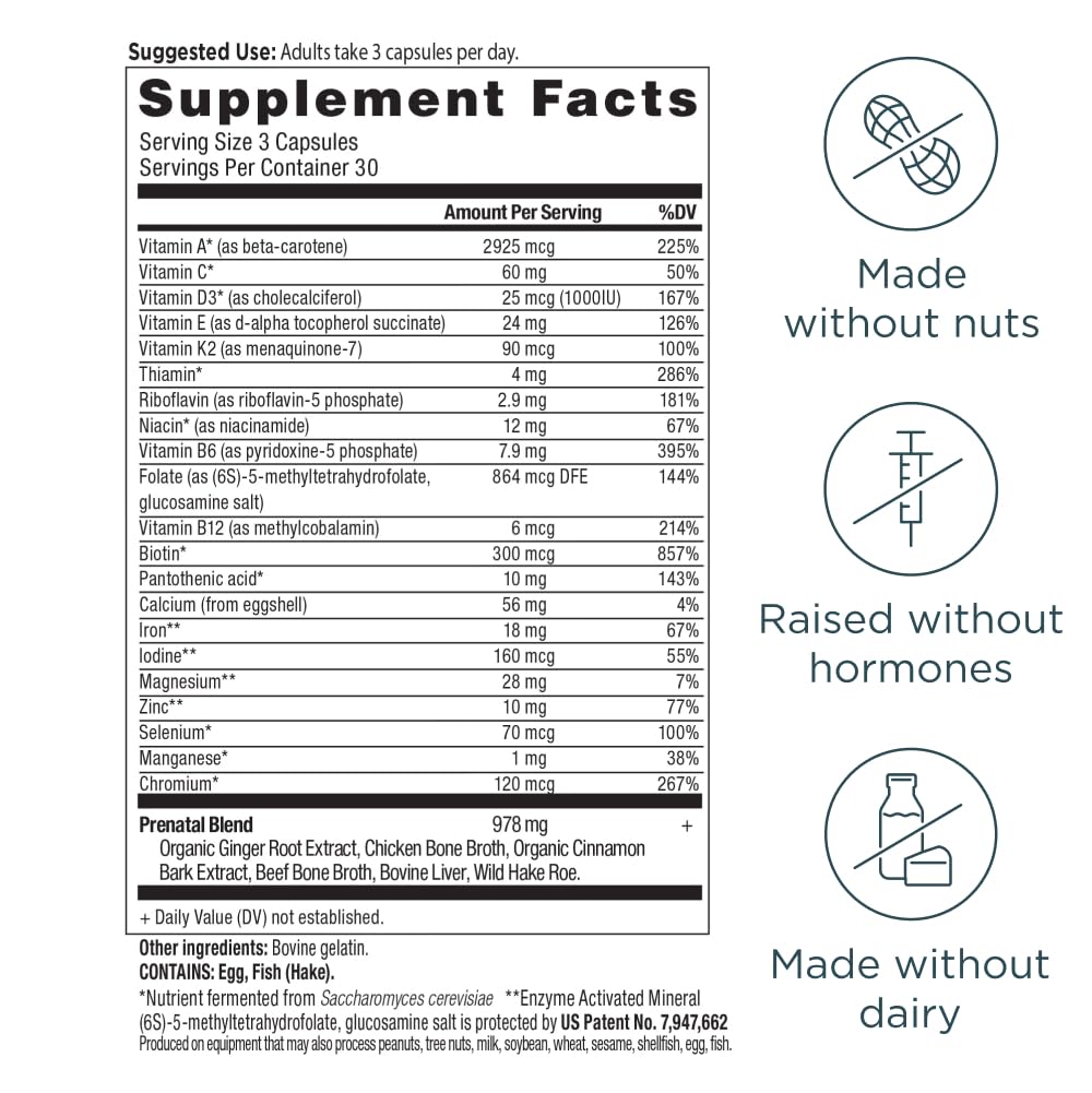 Ancient Nutrition Prenatal Vitamins – Multivitamin for Women with Folate, Iron, B12, Magnesium, Vitamin C – 90 Count