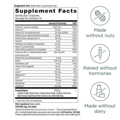 Ancient Nutrition Prenatal Vitamins – Multivitamin for Women with Folate, Iron, B12, Magnesium, Vitamin C – 90 Count