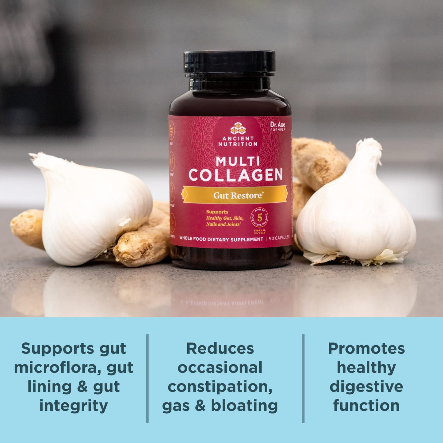 Ancient Nutrition Multi Collagen Capsules with Probiotics for Gut Health – 90 Count