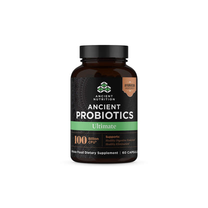 Ancient Nutrition Probiotics Ultimate 100 Billion CFU/Serving – Gluten Free, 60 Capsules