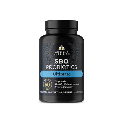 Ancient Nutrition Probiotics SBO Probiotics Ultimate 50B CFUs – Digestive & Immune Support, Gluten Free, 60 Capsules