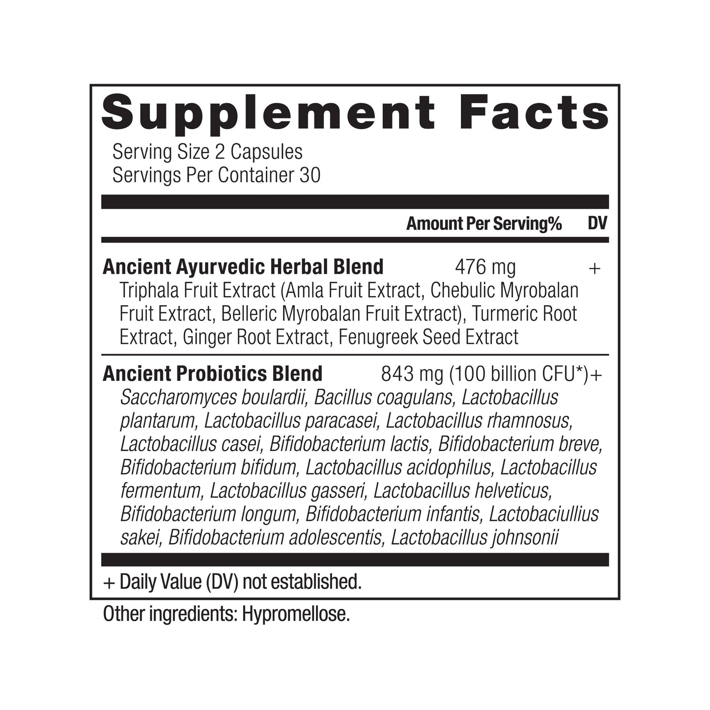 Ancient Nutrition Probiotics Ultimate 100 Billion CFU/Serving – Gluten Free, 60 Capsules