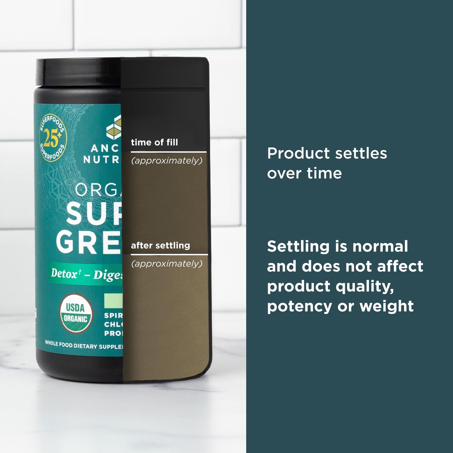 Ancient Nutrition SuperGreens Powder with Probiotics – Organic Peppermint Flavor, 25 Servings, 7.23oz