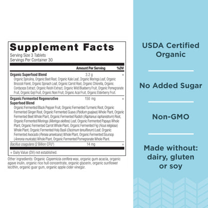 Ancient Nutrition Organic SuperGreens with Probiotics – 90 Count Tablets | 30 Servings