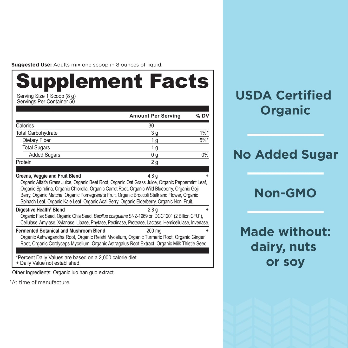 Ancient Nutrition Super Greens Powder – Organic Probiotic Superfood with Spirulina, Chlorella & Matcha | 50 Servings
