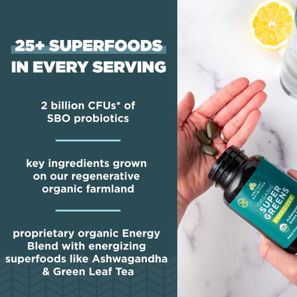 Ancient Nutrition Supergreens Energizer Tablets – Caffeine Boost