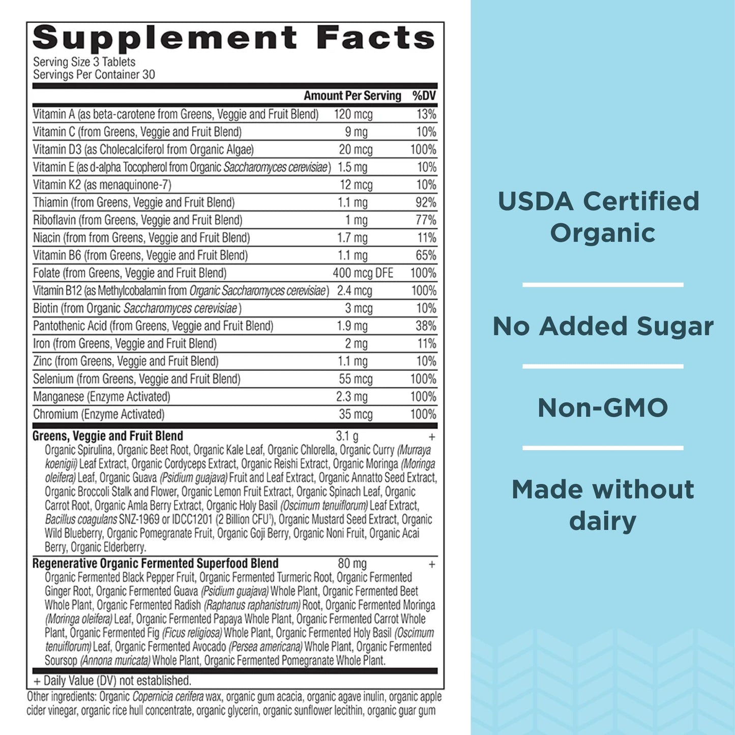 Ancient Nutrition Supergreens Multivitamin Tablets – Organic Greens & Real Herbs for Digestive & Energy Support | 90 Count