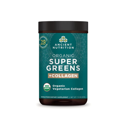Ancient Nutrition Supergreens Powder – Organic Greens with Collagen, 25 Servings