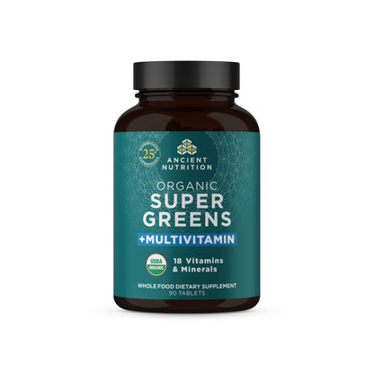 Ancient Nutrition Supergreens Multivitamin Tablets – Organic Greens & Real Herbs for Digestive & Energy Support | 90 Count