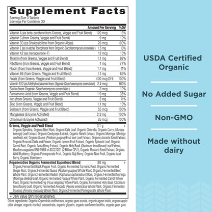Ancient Nutrition Supergreens Multivitamin Tablets – Organic Greens & Real Herbs for Digestive & Energy Support | 90 Count
