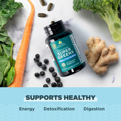 Ancient Nutrition Supergreens Multivitamin Tablets – Organic Greens & Real Herbs for Digestive & Energy Support | 90 Count