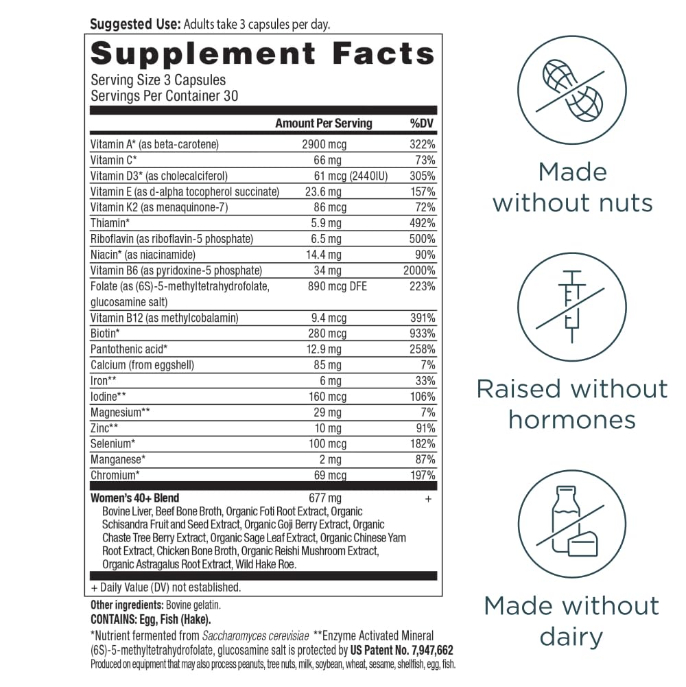 Ancient Nutrition Multivitamin for Women 40+ – Immune Support & Bone Health, 90 Capsules