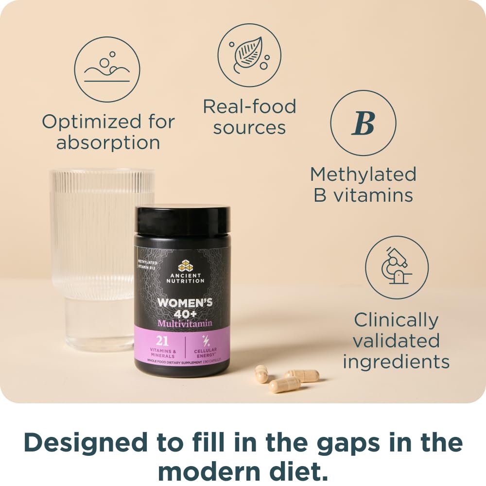 Ancient Nutrition Multivitamin for Women 40+ – Immune Support & Bone Health, 90 Capsules