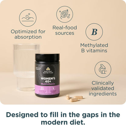 Ancient Nutrition Multivitamin for Women 40+ – Immune Support & Bone Health, 90 Capsules