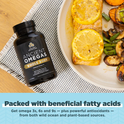 Ancient Omegas Whole Body by Ancient Nutrition – Wild-Caught Fish Oil, ALA/DHA/EPA/ETA, 90 Capsules