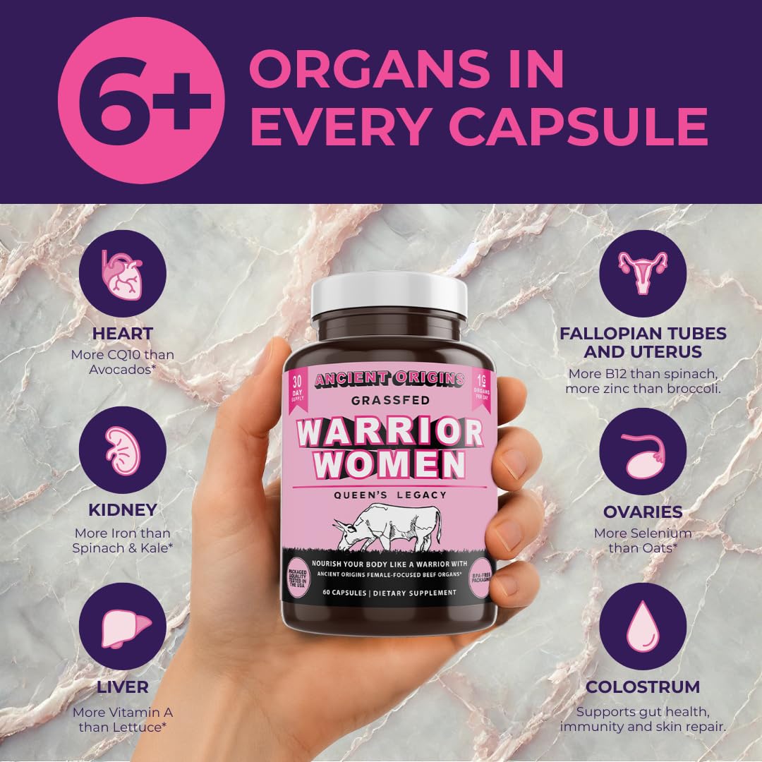 Ancient Origins Female-Optimized Beef Organ Superfood (60 x 500 mg) – Grass-Fed, Pasture-Raised