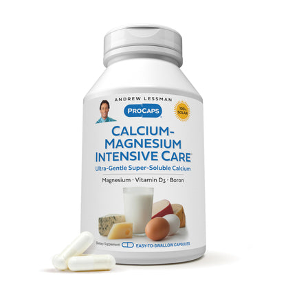 ANDREW LESSMAN Calcium Magnesium Intensive Care 1000 Capsules – Gentle, Ultra-Soluble Calcium & Magnesium with Vitamin D3