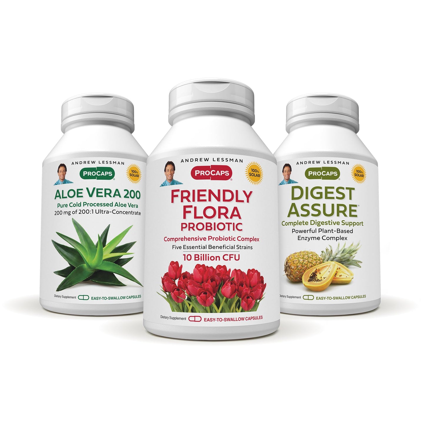 ANDREW LESSMAN Complete Digestion Kit – 540 Capsules – Digest Assure, Aloe Vera-200 & Friendly Flora