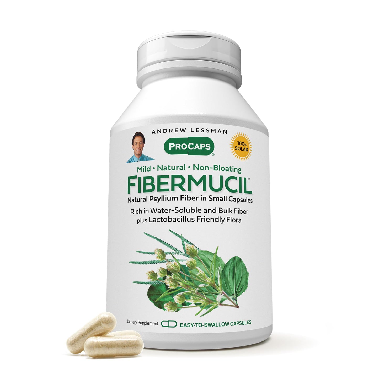 ANDREW LESSMAN Fibermucil 360 Capsules – Psyllium Husk Fiber for Digestive Comfort