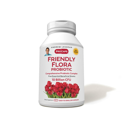 ANDREW LESSMAN Friendly Flora Probiotic 10B CFU | 5 Strains | 180 Capsules