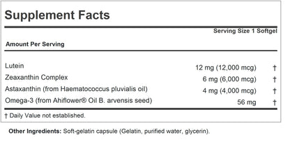ANDREW LESSMAN Maximum L+Z with Astaxanthin 240 Softgels - 12mg Lutein, 6mg Zeaxanthin, 4mg Astaxanthin | Eye & Brain Health