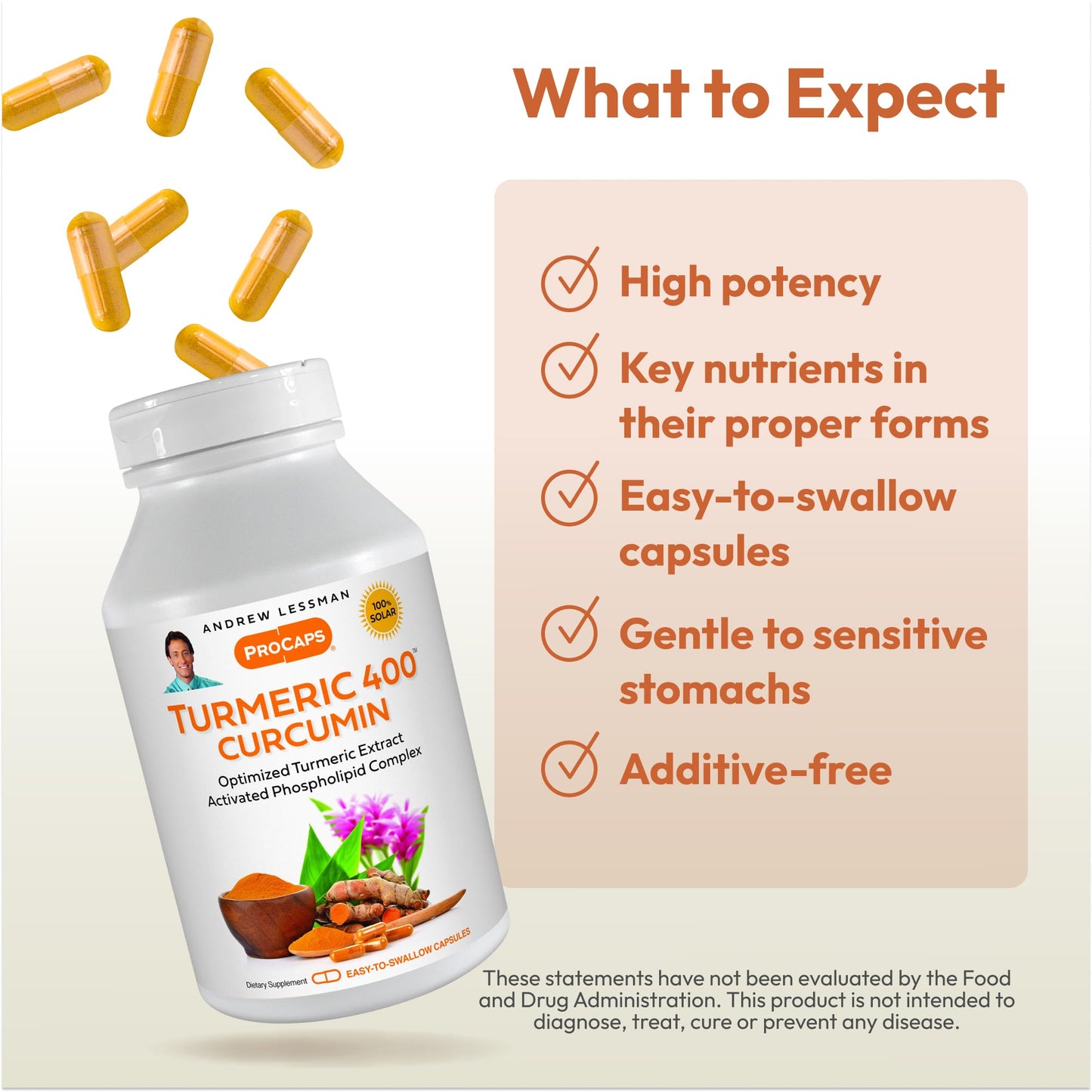 ANDREW LESSMAN Turmeric 400mg - 240 Capsules | 95% Curcuminoids Phospholipid Complex